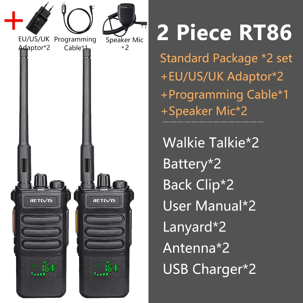 10W Retevis Walkie Talkie Long Range RT86 Walkie-talkies 1/ 2 pcs Two-way radio Powerful