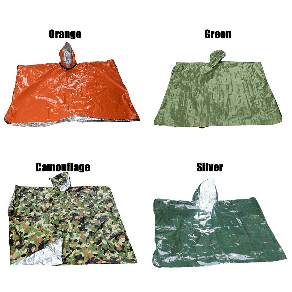 4 Colors Outdoor Camping Equipment Aluminum Film Rainwear Blankets Survival Raincoat