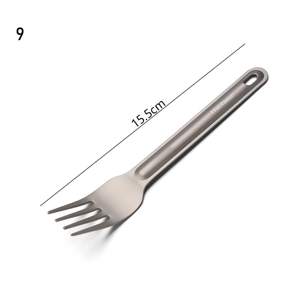 Portable Outdoor Camping Titanium Cookware Cutlery Fork Titanium Long Handle Spoon