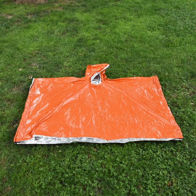 Emergency Blanket Survival Sleeping Bag Thermal Raincoat Aluminized Film Camping Hiking Waterproof