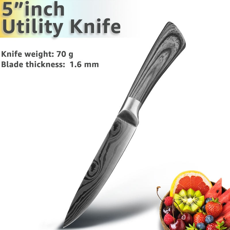 Kitchen Knife 5 7 8 inches stainless steel chef knives Meat Cleaver Santoku utility Cooking Set