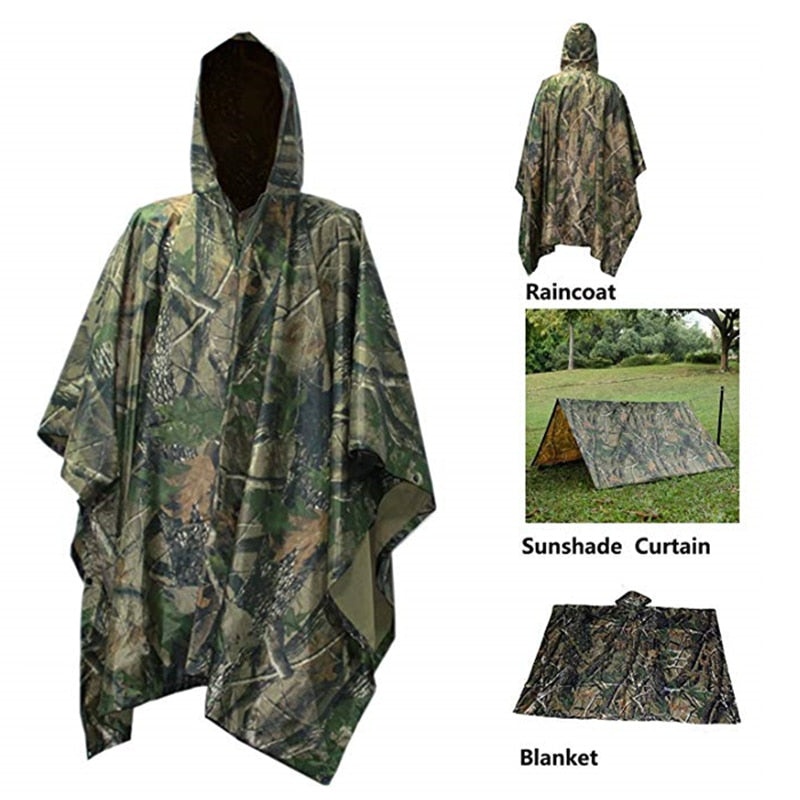 Multi-Functional Outdoor Portable Sunshade Camping Tarp Ground Mat Picnic Waterproof Rain Poncho