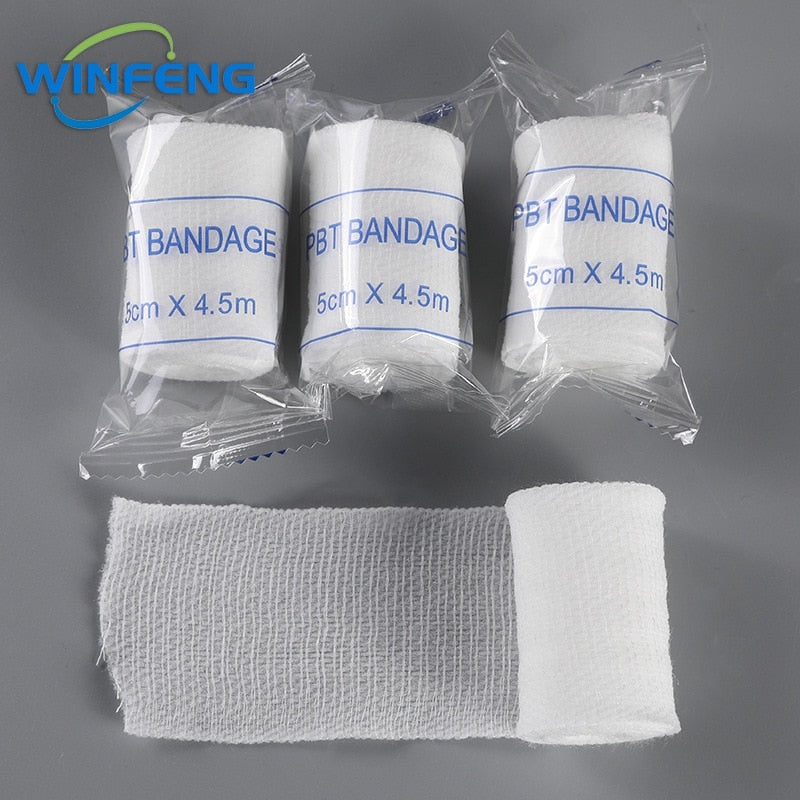 10Pcs Emergency First Aid PBT Elastic Bandages Breathable Cotton Wound Care Dressing