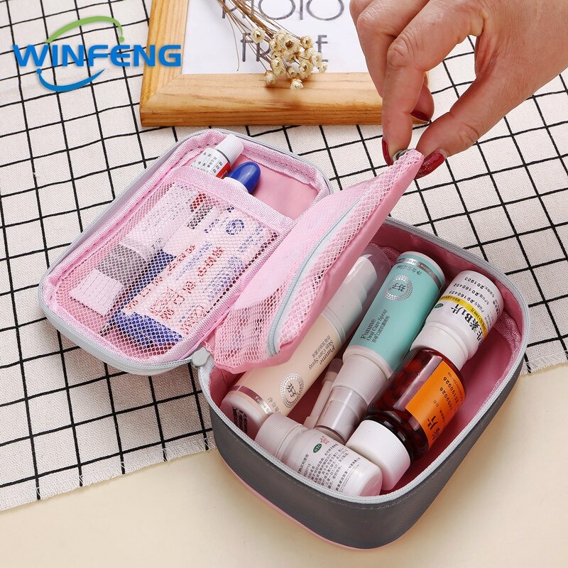 Mini Medical First Aid Bag Outdoor Travel Empty Storage Organizer Survival Emergency Kits Pink Gray