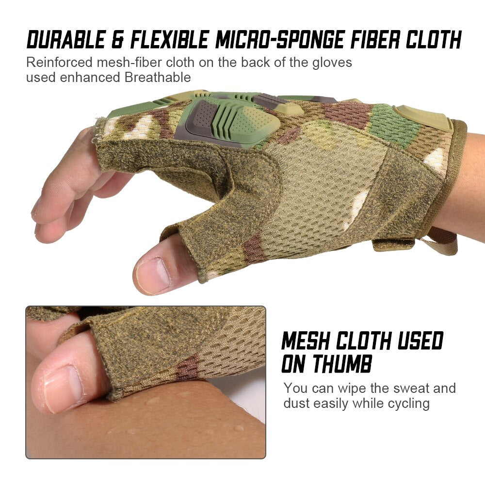 Bicycle Fingerless Glove Half Finger Gloves Tactical Military Army Camo Cycling Hunting Bike Airsoft