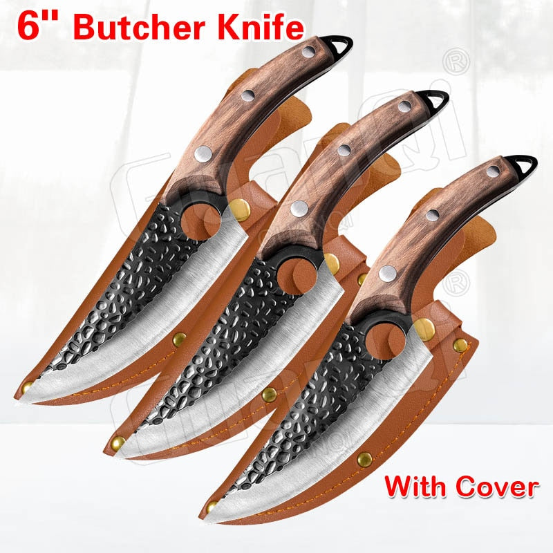 Fish Filleting Knife Stainless Steel Boning Handmade Kitchen Meat Cleaver Camping Cutter Chef Knives