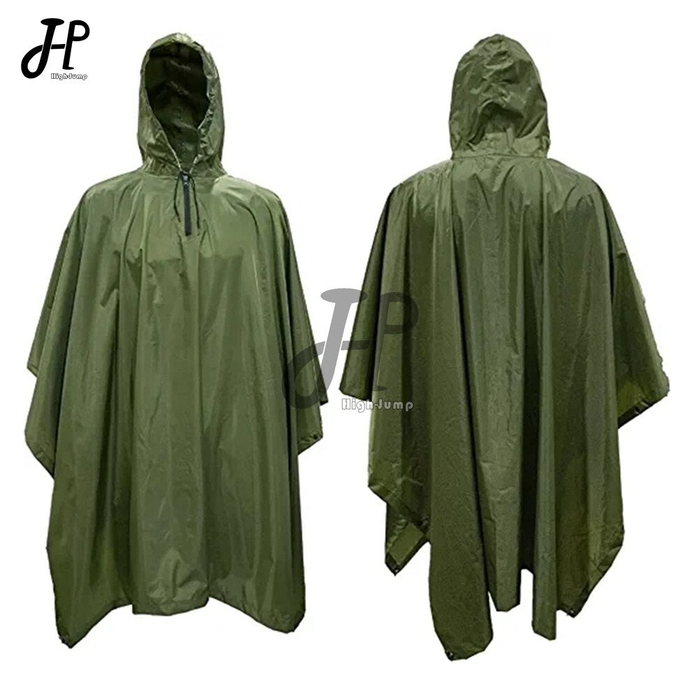 Outdoor Military Poncho 210T+PU Army War Tactical Raincoat Hunting Ghillie Suit Accessories