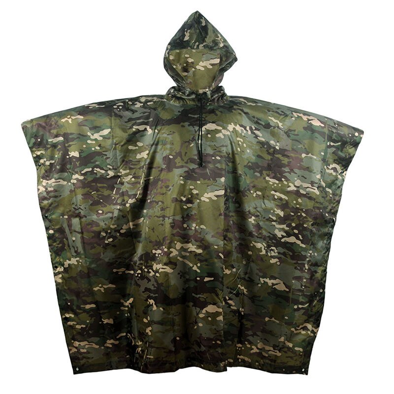 Outdoor Military Poncho 210T+PU Army War Tactical Raincoat Hunting Ghillie Suit Accessories