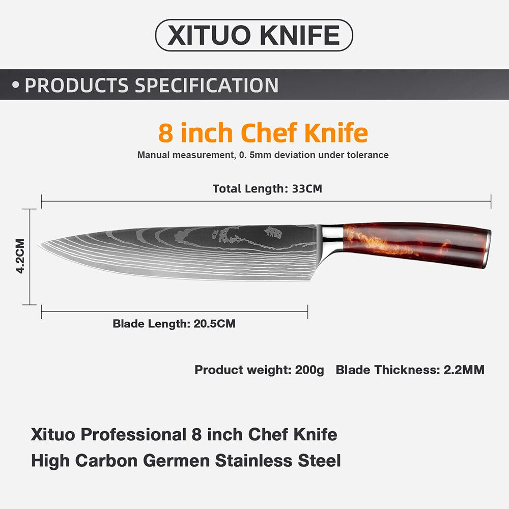 Chef Knife japan kitchen knives Damascus Pattern Chef Knife Sharp Santoku Cleaver Slicing