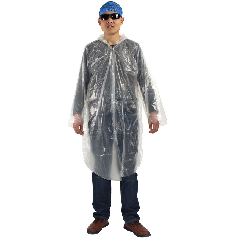 Plastic Rain Cover Portable Rainwear Disposable Outdoor Transparent Raincoat with Hood