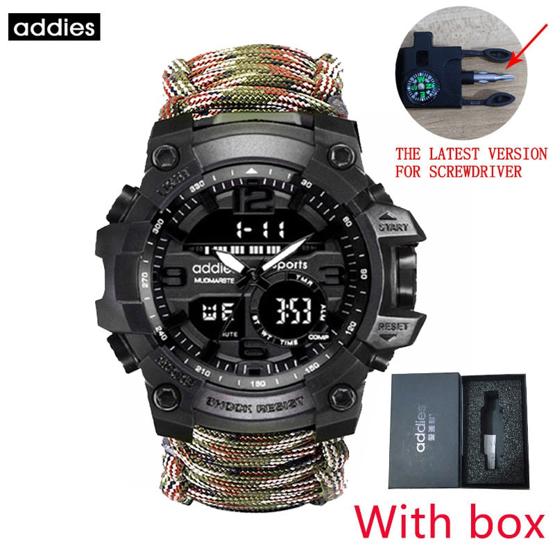 ADDIES Men Military Sports Digital Watches Compass Outdoor Survival Multi-function