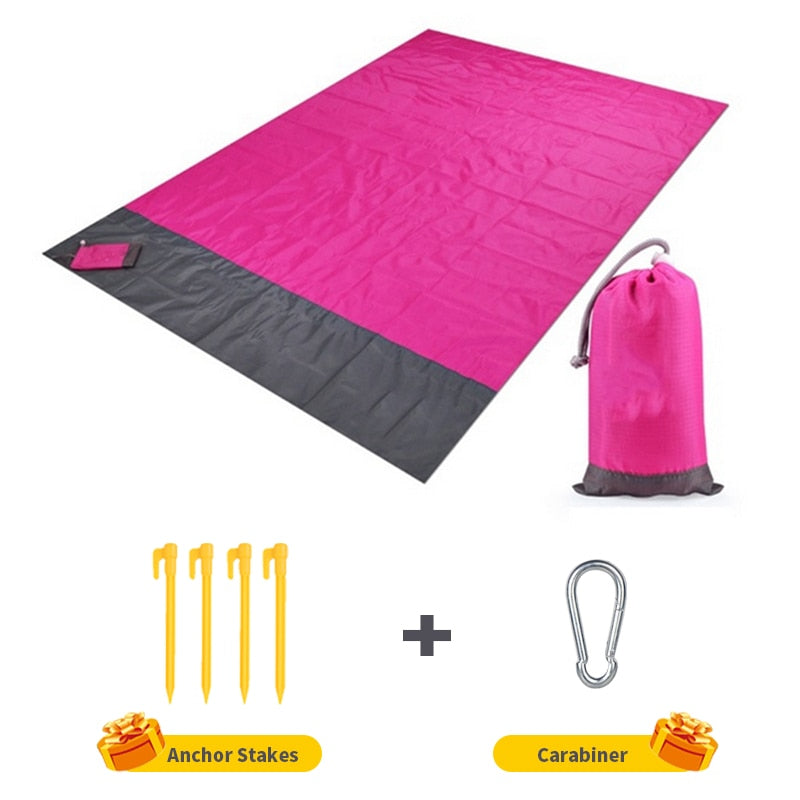 Beach Blanket Waterproof Sandproof Pocket Beach Mat Folding Camping Mattress Portable