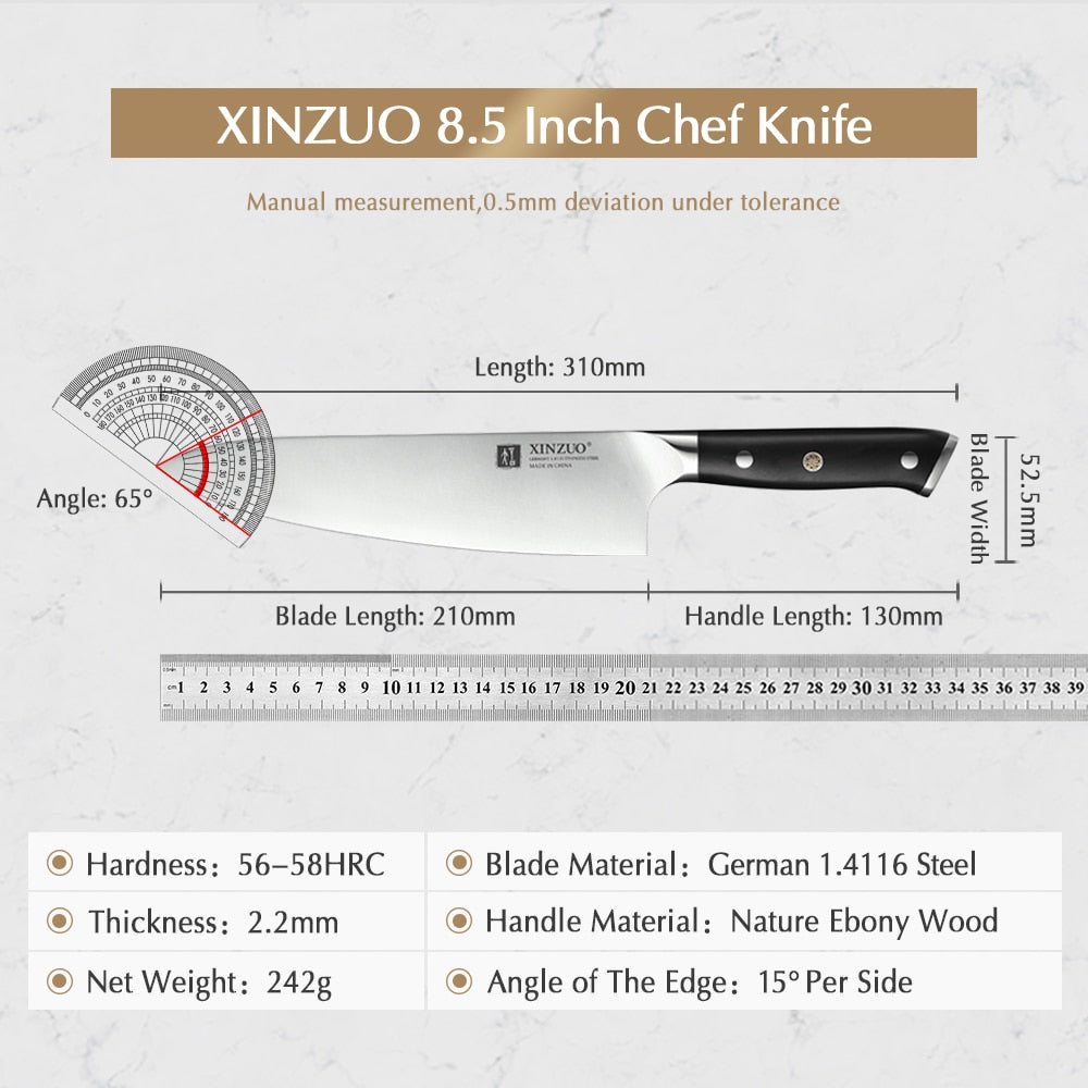 8.5'' Inch Chef Knife German 1.4116 Stainless Steel Kitchen Knives New Arrival Cooking Accessory