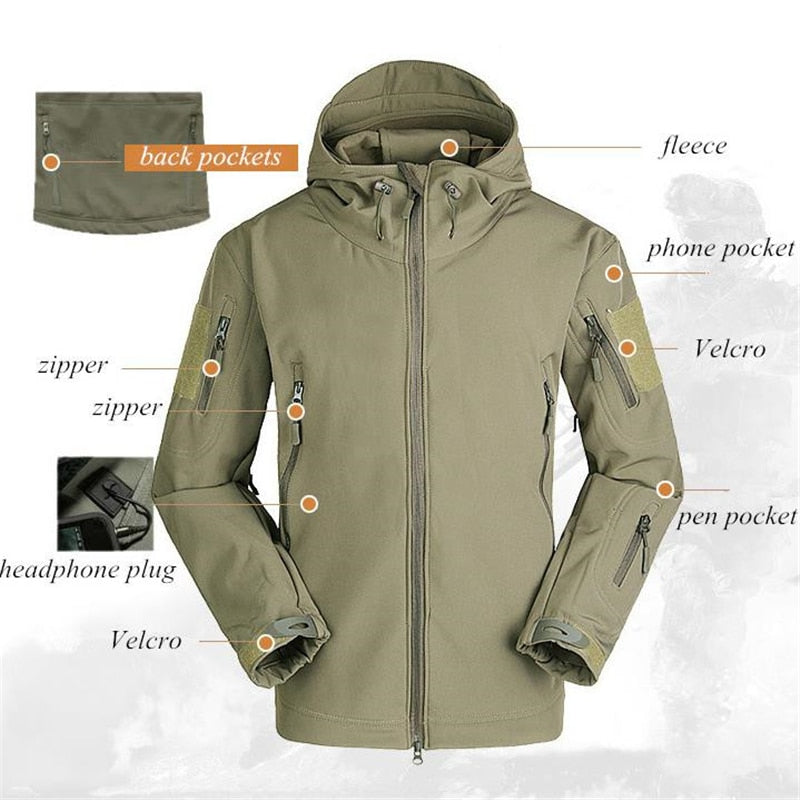 2023 Outdoor SoftShell Jacket Men Hunting Windbreaker Hiking Coat Camping Fishing