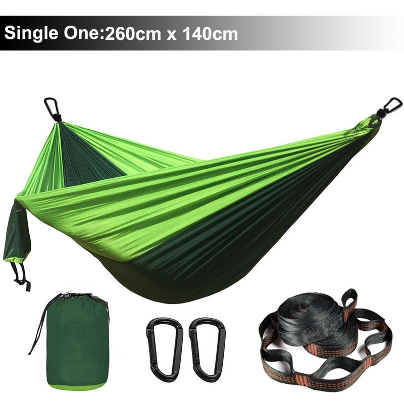 Solid Color Parachute Hammock with Hammock straps and Black carabiner Camping Survival