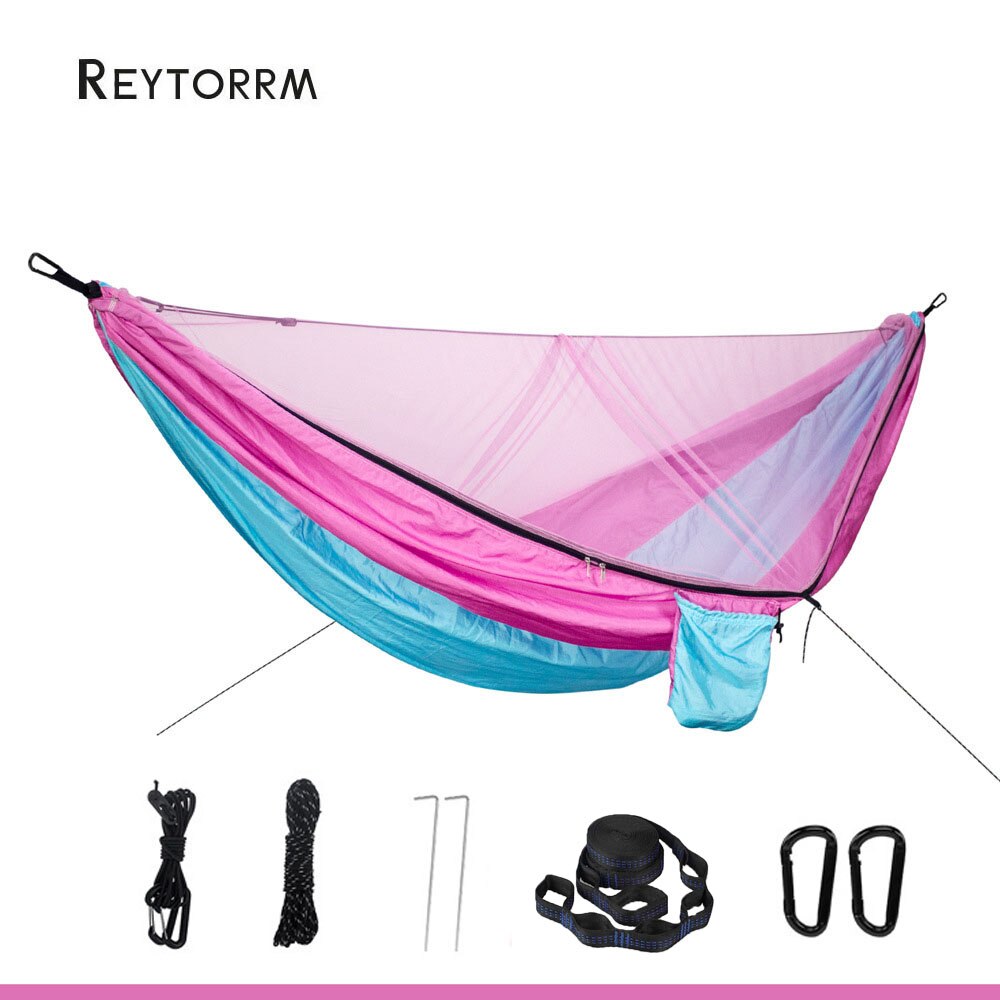 Lightweight Double Person Mosquito Net Hammock Easy Set Up Tree Straps Portable