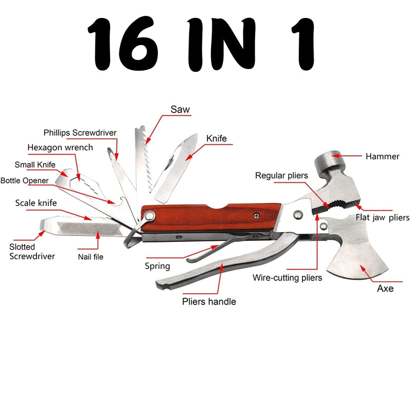 Outdoor Camping Multitools Multifunction Axe Safety Hammer Car Emergency Survival Tools