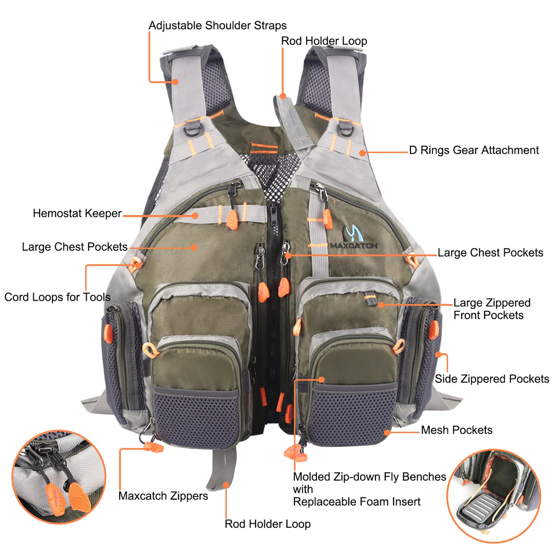 Maximumcatch Mesh Fly Vest Fishing Back Multifunction Pockets Fishing Backpack Vest