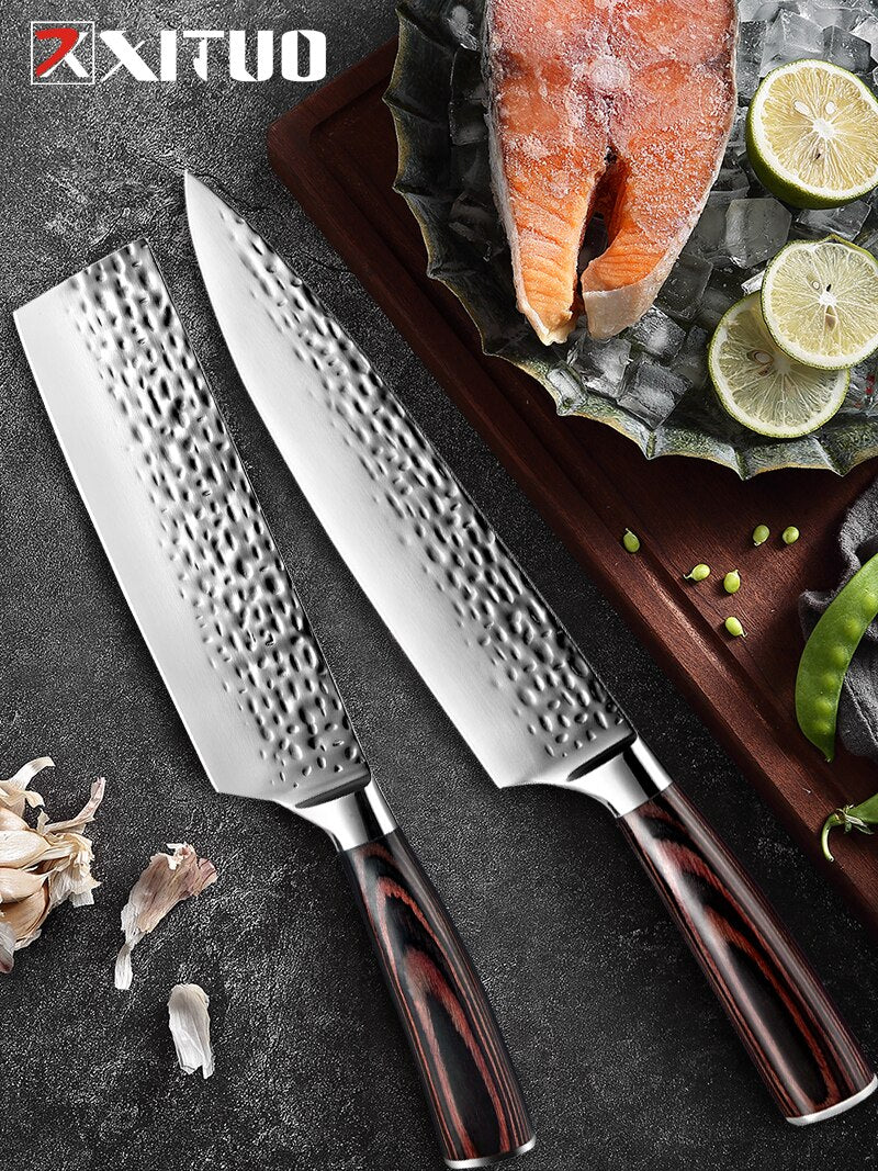 Knife Chef 8 inch 7" Stainless Steel Knives Sushi Meat Santoku Japanese 7CR17 440C High