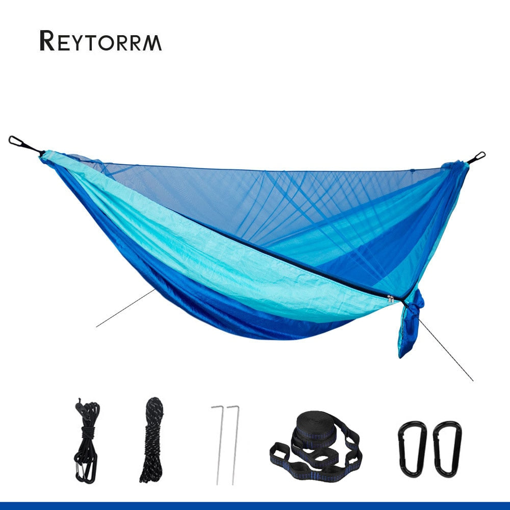 Lightweight Double Person Mosquito Net Hammock Easy Set Up Tree Straps Portable