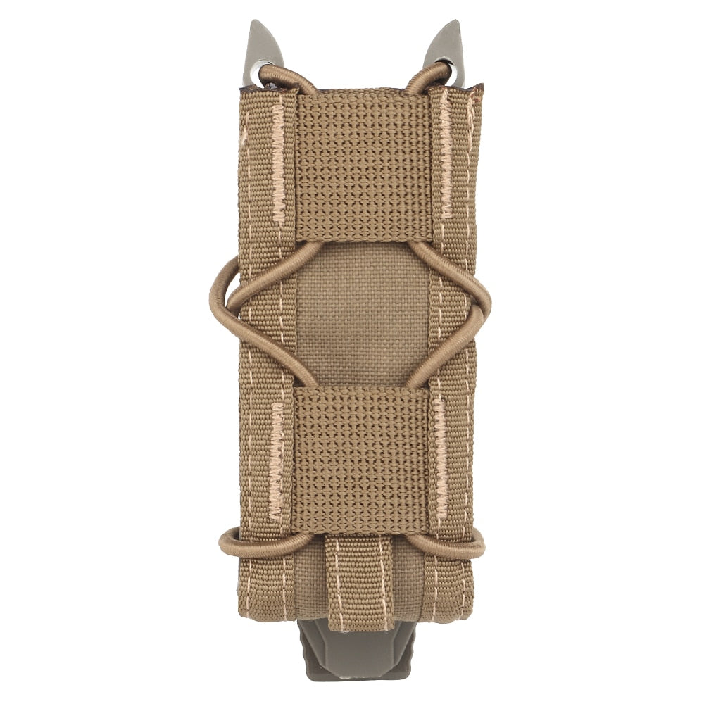 Tactical Magazine Pouch 9mm Pistol Single Mag Bag Molle Flashlight Pouch Torch Holder