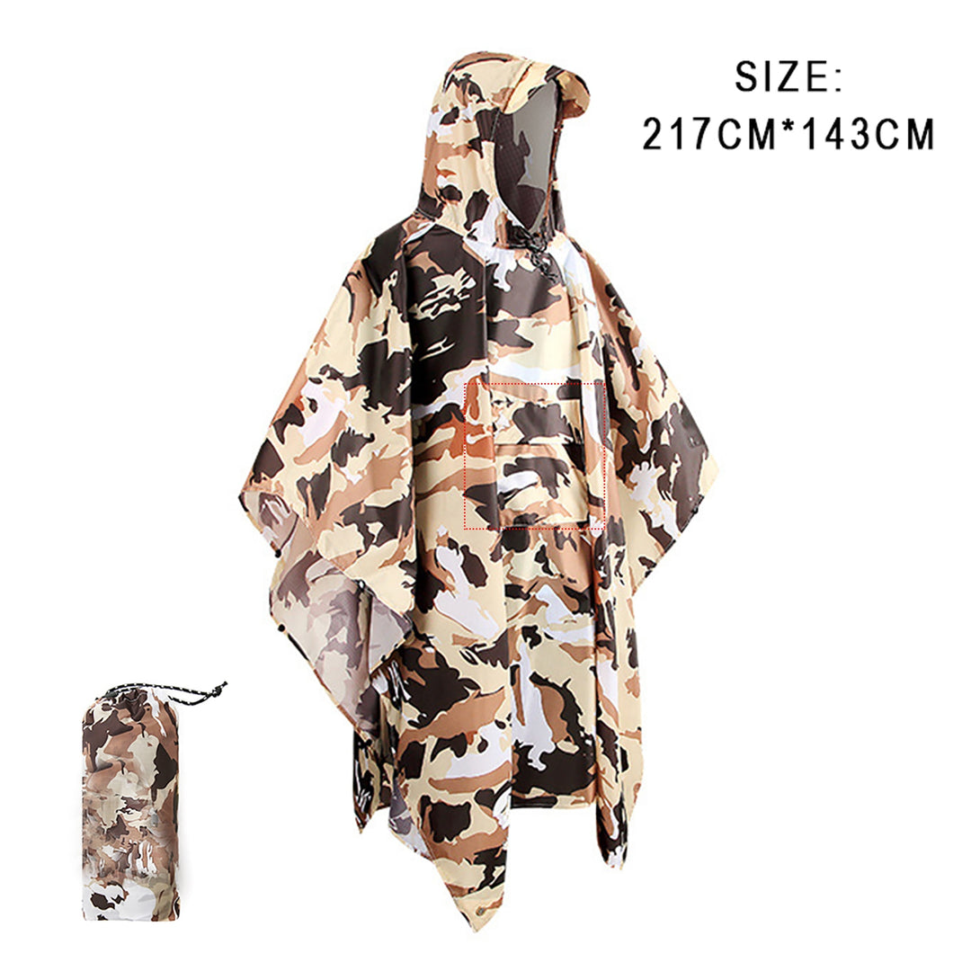 Portable Multifunctional 3 In 1 Rain Coat Hiking Camping Raincoat Poncho Mat Awning Durable