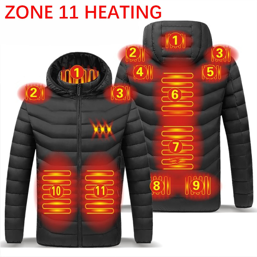 11 Areas Heated Jacket USB Men's Women's Winter Outdoor Electric Heating Jackets