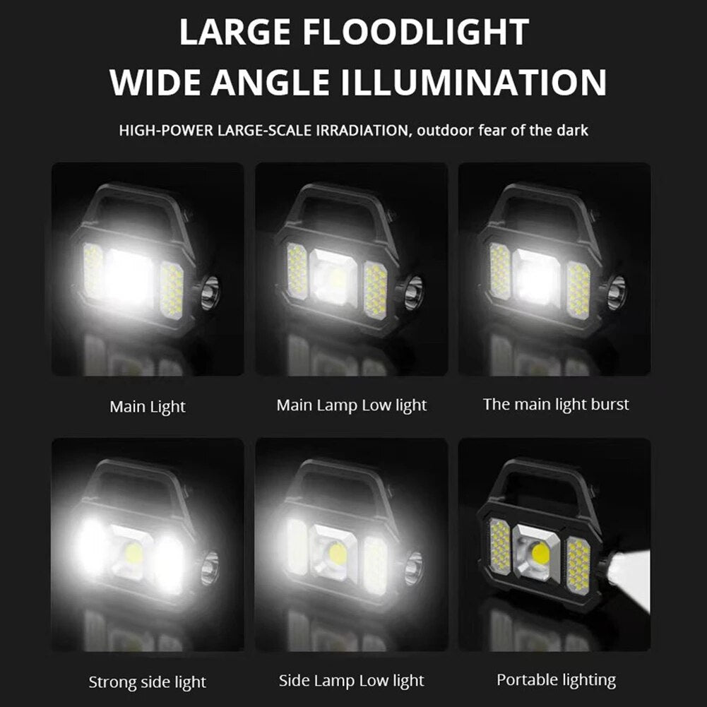 USB Rechargeable Flashlight Waterproof 6 Gear COB/LED Torch Light Portable Powerful