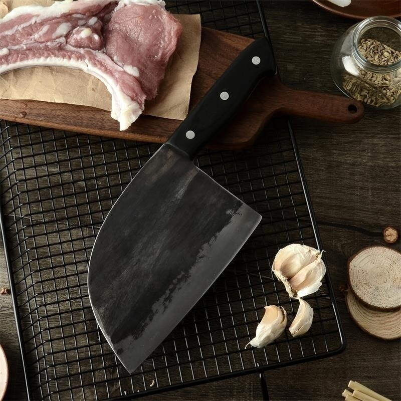 Kitchen Knife Bone Chopper Full Handmade Forged Tang Handle Chinese Butcher High