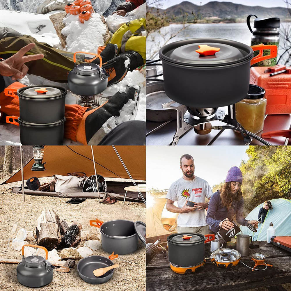 Camping Outdoor Aluminum Lightweight Equipment Camping Cookware Kit For Traveling