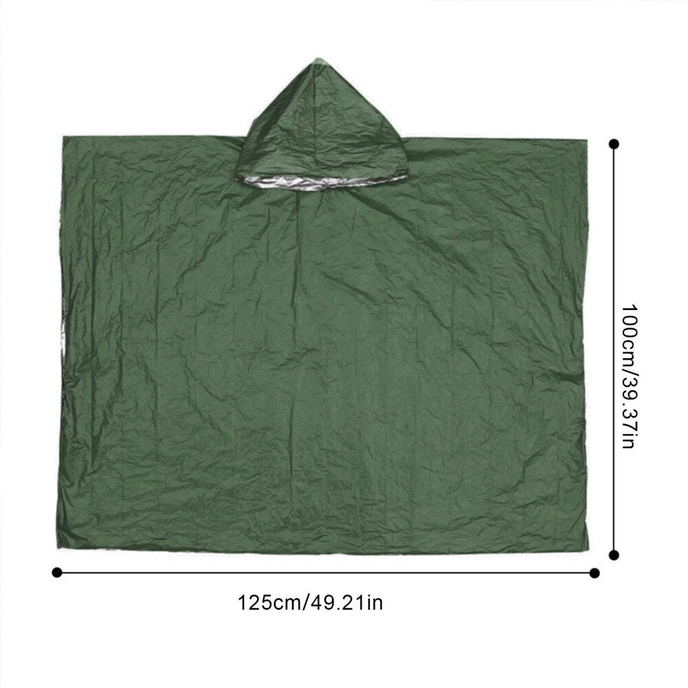 Emergency Raincoat Aluminum Film Disposable Poncho Cold Insulation Rainwear Blankets