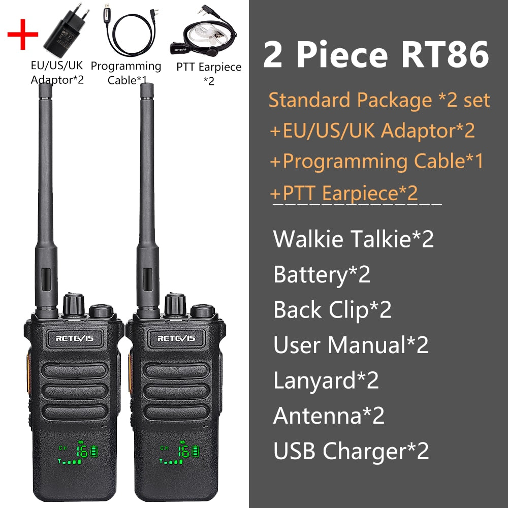 10W Retevis Walkie Talkie Long Range RT86 Walkie-talkies 1/ 2 pcs Two-way radio Powerful