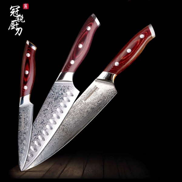 Damascus Knife Japanese Chef Santoku Kitchen Knives Best Gift Cooking Tools Brand High Quality