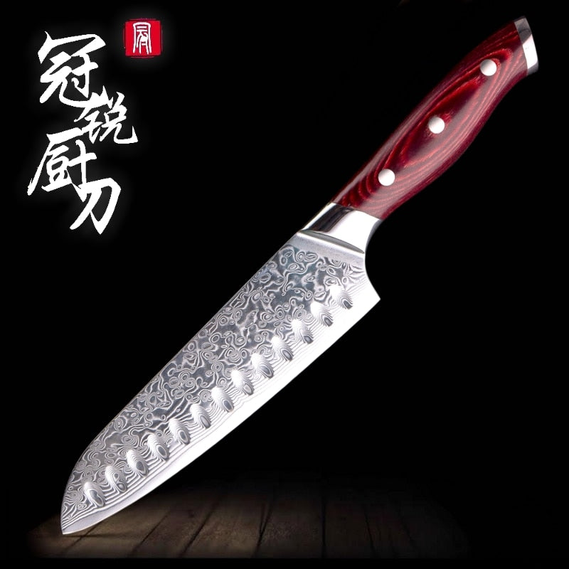 Damascus Knife Japanese Chef Santoku Kitchen Knives Best Gift Cooking Tools Brand High Quality