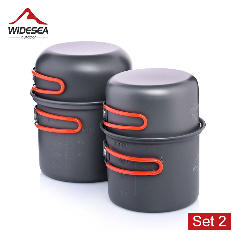 Widesea Camping Cookware Outdoor Cooking Set Tableware Tourist Kitchen Camping Pot