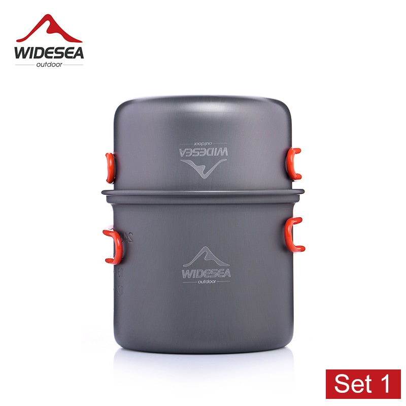 Widesea Camping Cookware Outdoor Cooking Set Tableware Tourist Kitchen Camping Pot